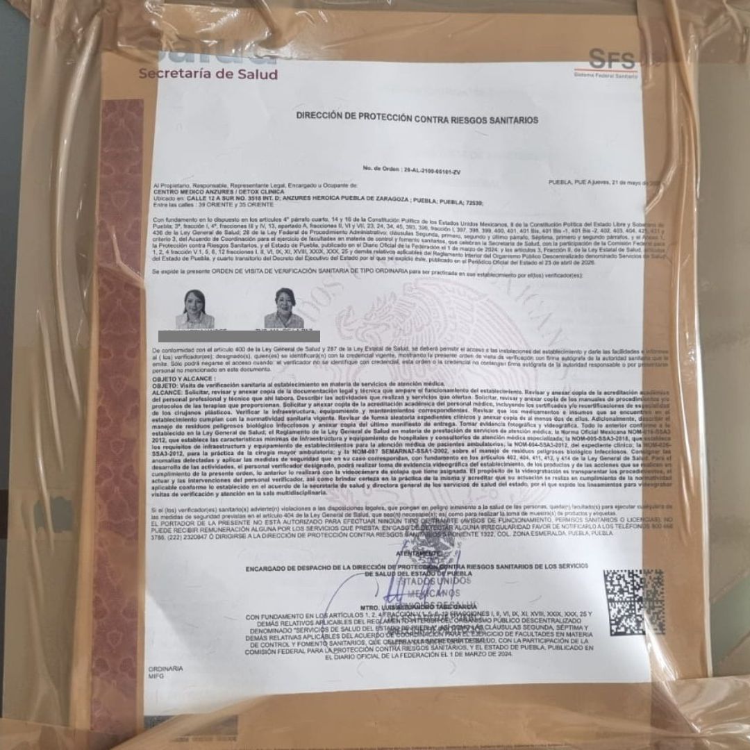 Clausuran la Clínica Detox en la Colonia Anzures de Puebla capital.